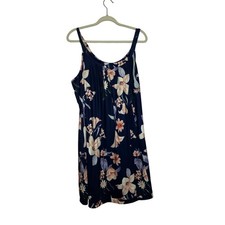 Ekouaer Navy Blue Floral Boho Summer Sundress Size 2X 