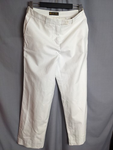 Loro Piana, Loro Piana Damen Hose blau/weiß gestreift weites Bein hoher Bund Gr.44