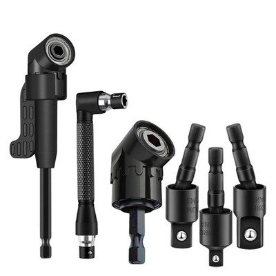 6-teiliges rechtwinkliges Bohrer-Aufsatz-Set 360 ° drehbar Steckschlüssel-Adapter L-Schraubenschlüssel