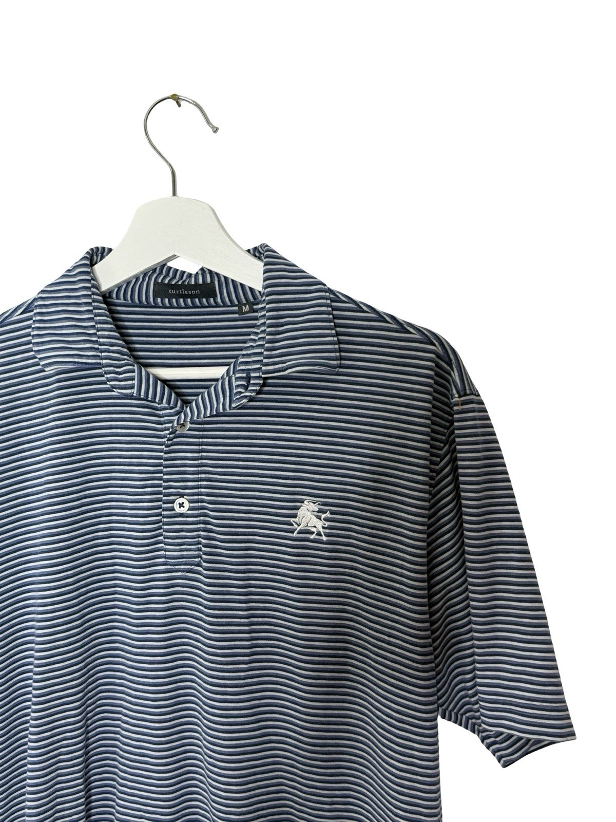 Turtleson Medium Performance Golf Polo white Blue… - image 4