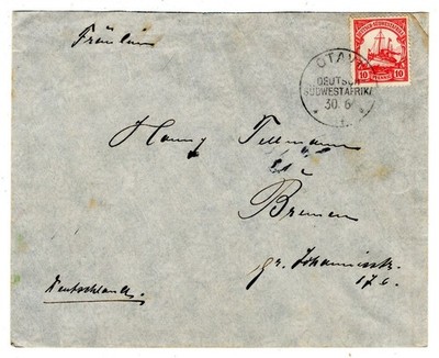 DSWA 1907 OTAVI Letter of Necessity for Bremen (DA2909)