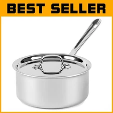 Professional 3 Quart D3 Stainless Steel Sauce Pan with Lid - Broiler Safe 600F