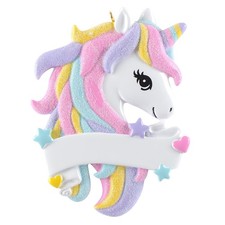 Personalized Unicorn Christmas Ornament - Colored Unicorn Horse Christmas Tre...
