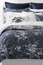 Ralph Lauren Eva Botanical KING Duvet Cover Two King Shams Navy. New