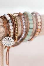 Boho Cuff Wrap Bracelet Beaded Leather Bracelet With Amazonite Stone