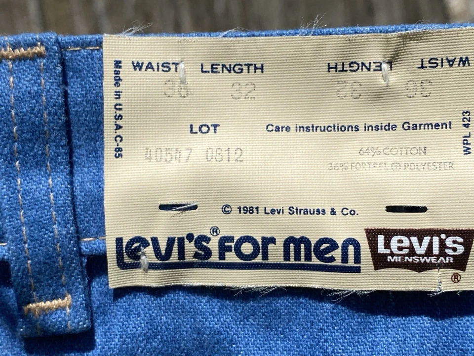 Vintage Levi’s Masculino 36 X 32 Aba Laranja Algodão Poli Macio Azul Urze Skosh - Imagem 2 de 4