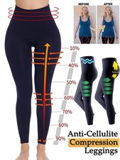 Women Anti-cellulite Leggings Hi-Waist Tummy Control Slimming Body Shaper Pants