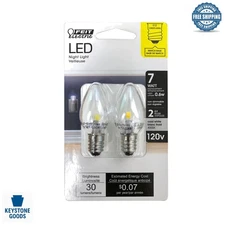 Ultra Efficient LED Night Light Bulbs, C7 Base, 30 Lumens, 2-Pack Clear 4000K