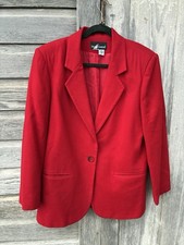 Vintage Sag Harbor Red Blazer Jacket 100 Wool Shell Women's Size 12 Large