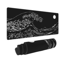 Black and White Japanese Sea Wave Mouse Pad,Extended Large Gaming Mouse Pads ...