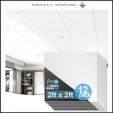 Durable 2ft x 2ft Ceiling Tiles - 12-Pack Whi...