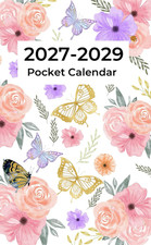 Pocket Calendar 2027-2029: 3 Year Monthly Planner Small  Butterfly Cover