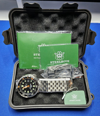 STEELDIVE SD1975C Mens Diver Watch Automatic 300m Seiko NH35 Tuna Sapphire New