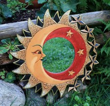 Spiegel Sonne Sterne Sonnenspiegel Wandspiegel Holzsonne Sonnen-Spiegel Dekosonn