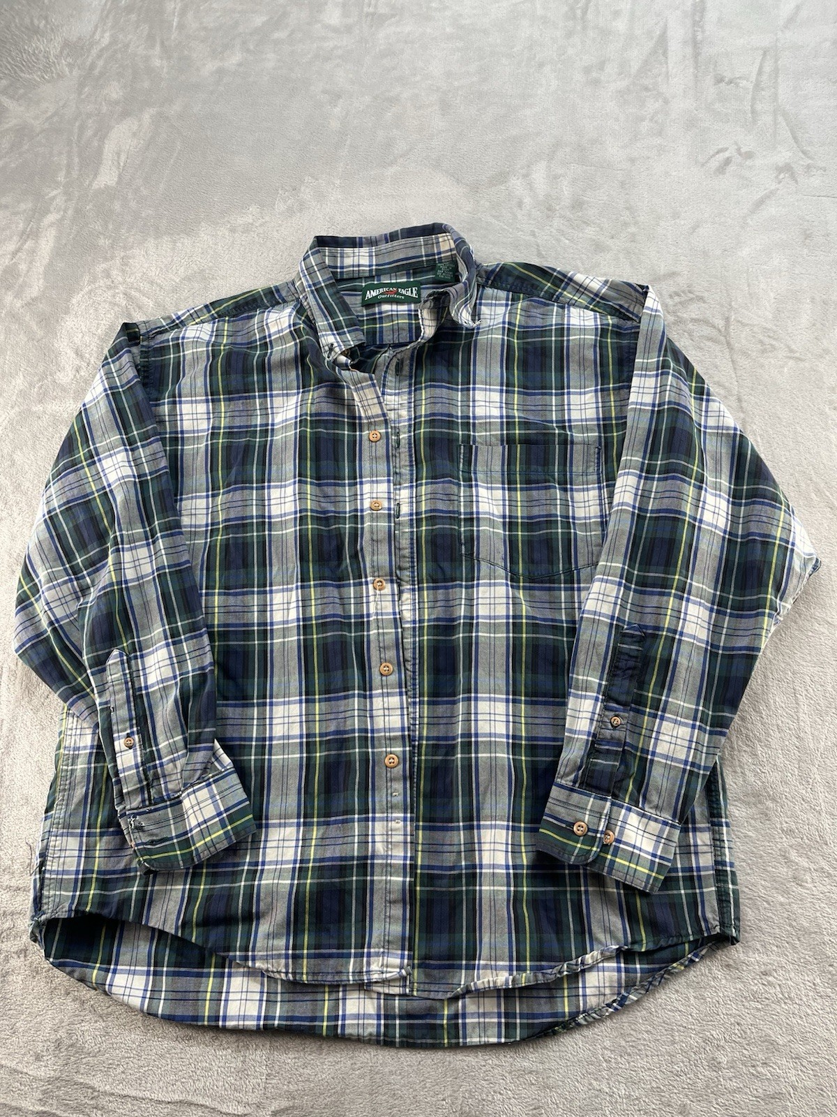 American Eagle Outfitters Shirt Mens XL Blue Plaid Button Up