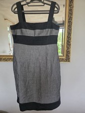 M&S Autograph Grey Black Colour Block Shift Dress UK 14 Smart Work Office