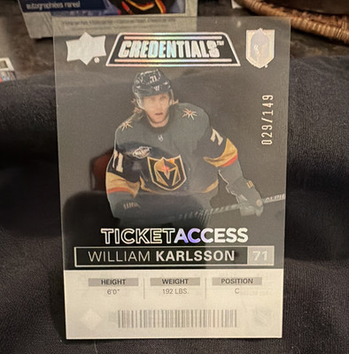 Upper Deck 2021-22 Ticket Access Acetate William Karlsson #TA-WK /149