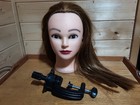 A Female Mannequin Head With Desk Attachments & Brown Hair 18 Inches Long