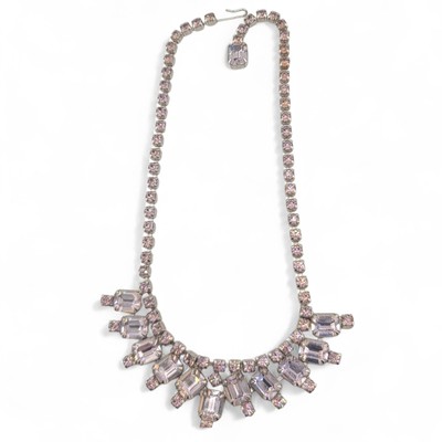 Joseph Wiesner NY Necklace Emerald Cut Pink Purple Austrian Crystal c.1950's