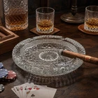 Vintage Large Heavy Glass Cigar Ashtray Wexford Crystal Clear Elegant Man Cave