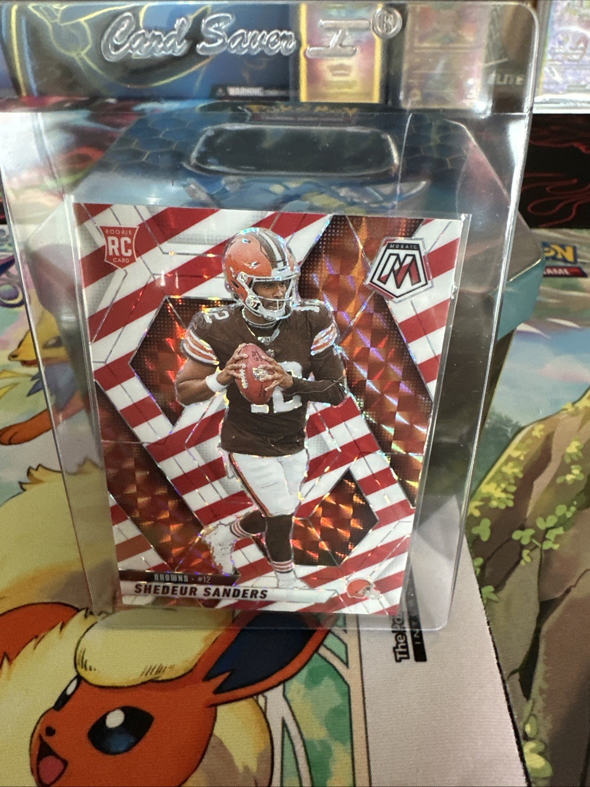 Shedeur Sanders 2025 Mosaic Red & White Stripe Prizm #302 Rookie RC