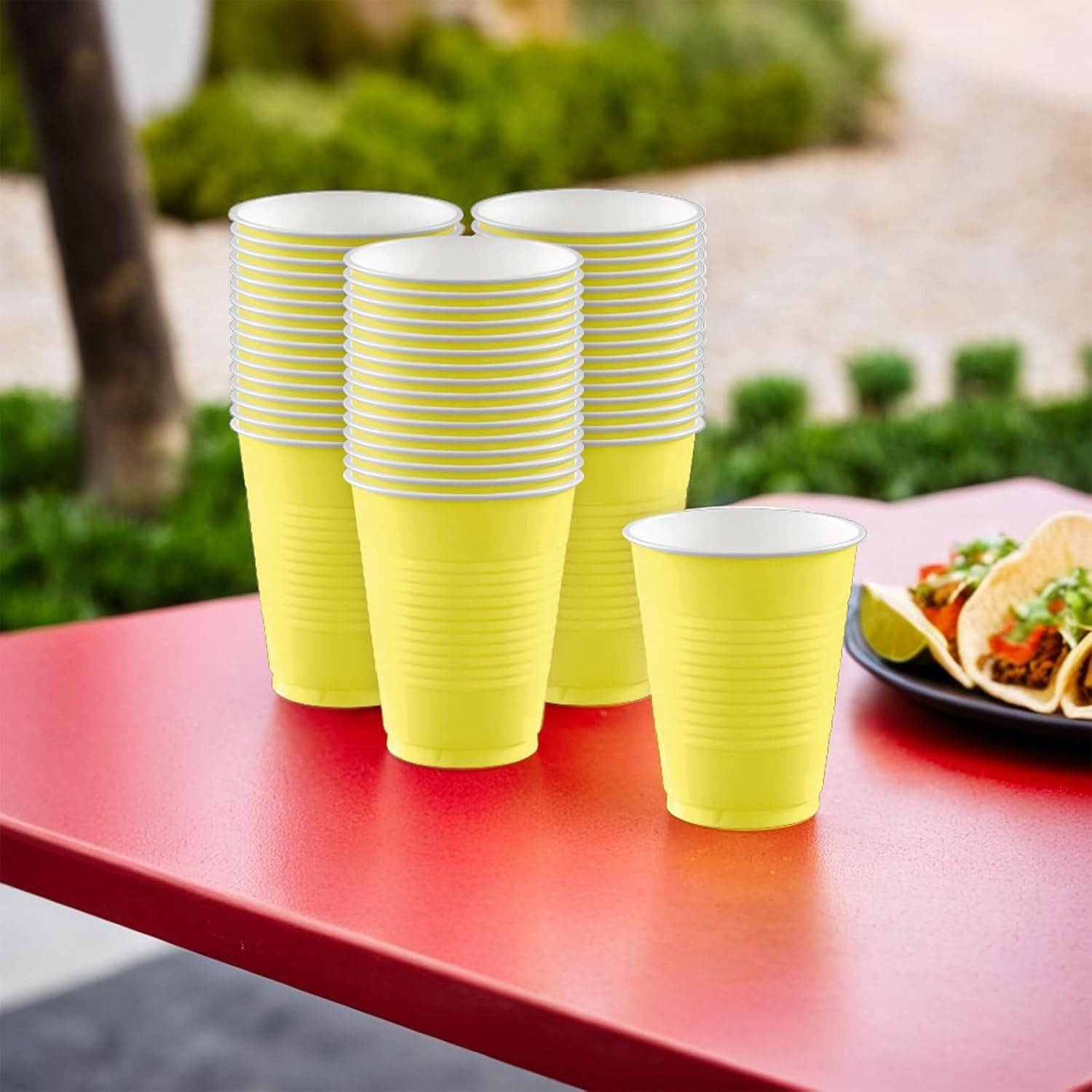 Eco-Friendly Light Yellow Plastic Cups 18 oz - 50 Count Party Essentials thumbnail 4