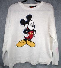 Disney Mickey Mouse Unlimited Jerry Leigh Crewneck Ecru Sweater Vintage SZ L