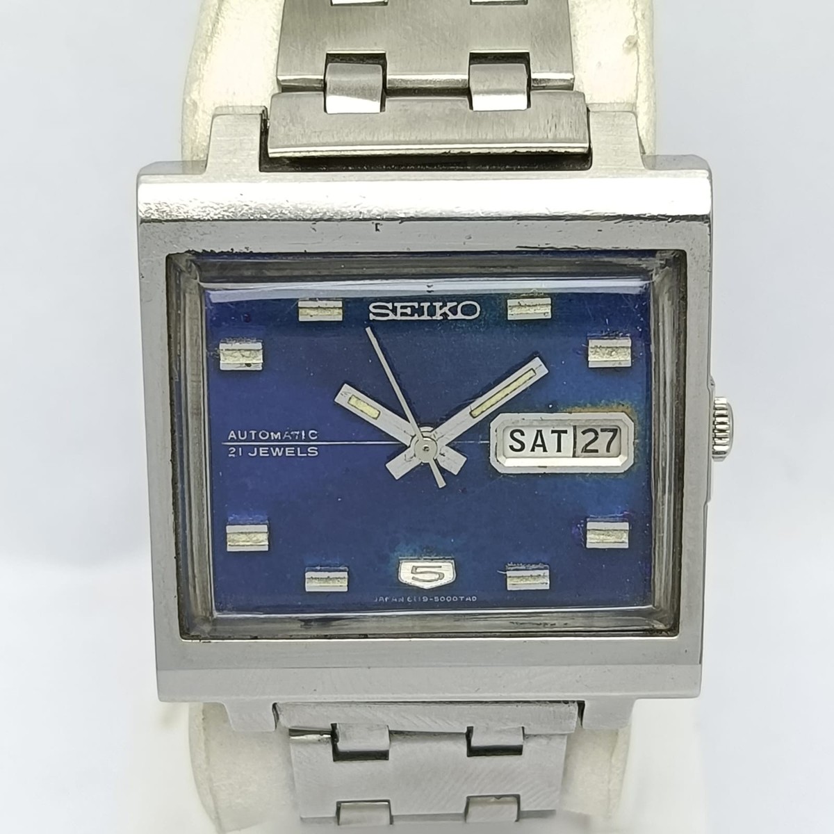 Seiko 5 Automatic TV Shape 6119-5000 Blue Dial Day/Date Vintage