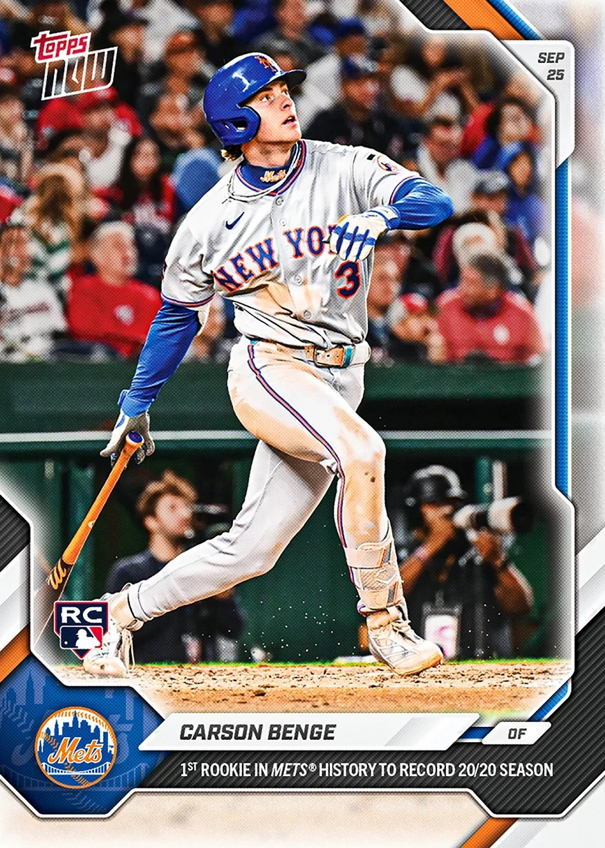 Carson Benge RC 1st Mets Rookie 20/20 - 2026 MLB Topps NOW - Card 725 Presale