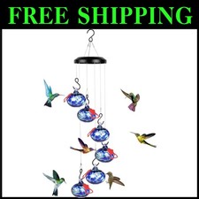 Versatile Glass Hummingbird Feeder with Wind Chime - Perfect for Outdoor Decor