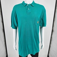 Vintage 1990s Polo Ralph Lauren Made in USA Teal Crest Pocket Polo Shirt XL