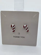 Enamel Candy Cane Stud Earrings