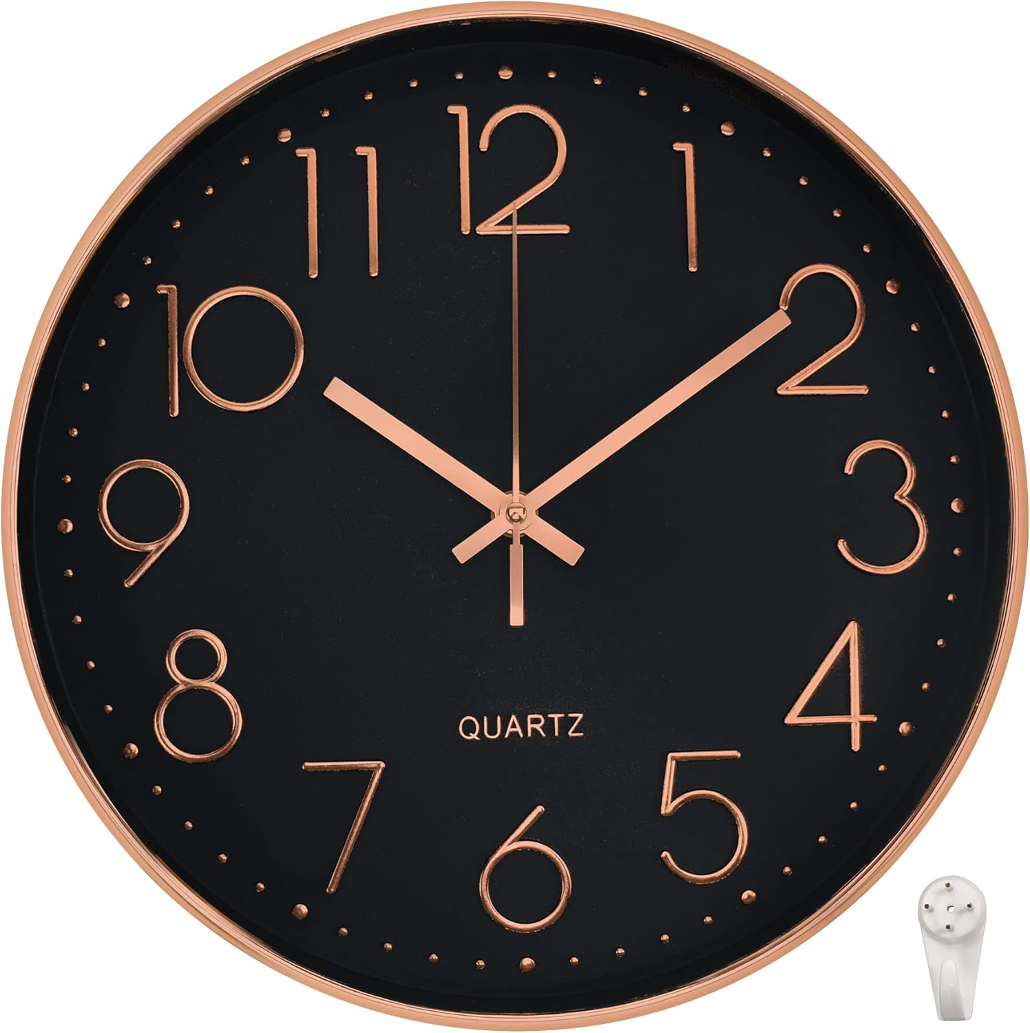12 Inch Wall Clock Non-Ticking Silent round Modern Decorative Wall Clocks with L