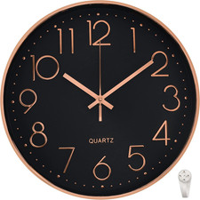 12 Inch Wall Clock Non-Ticking Silent round Modern Decorative Wall Clocks with L
