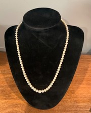 Vintage Pearl Necklace Sterling Silver Clasp Graduated 18."L