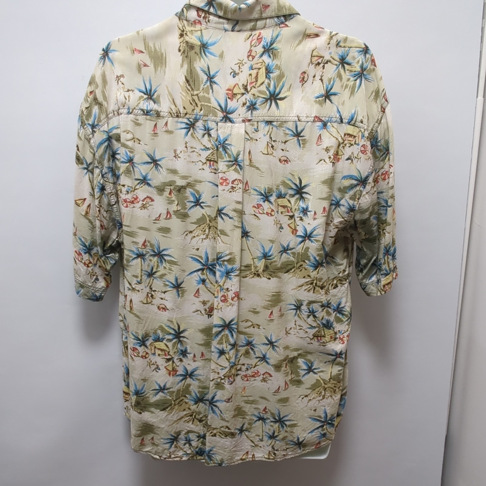 Summa Men’s Beige Floral Hawaiian Rayon Button-Up Shirt Short Sleeve XL image 6