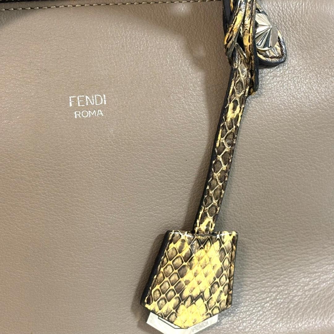 FENDI Visaway Python Shoulder Bag Gray Leather Me… - image 9