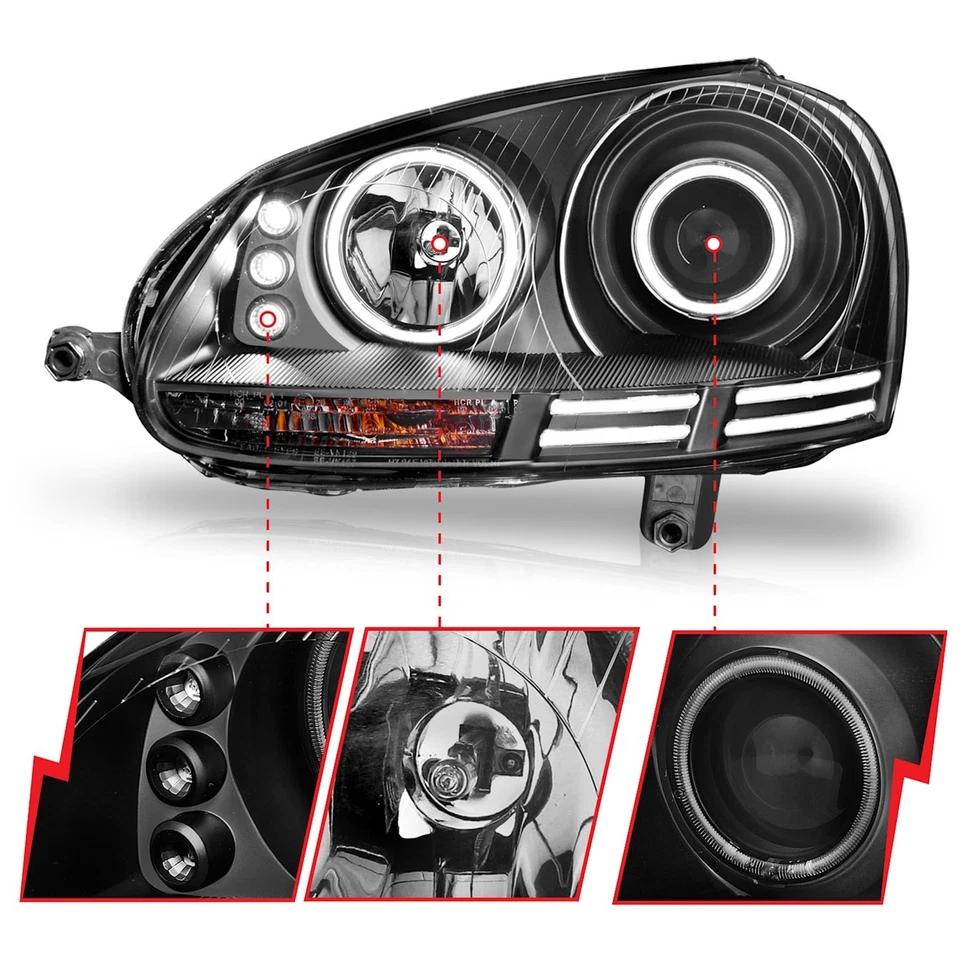 Anzo 121345 Set of 2 Headlights Driving Head lights Headlamps for VW Jetta Pair Foto 3 de 4