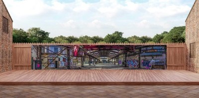 OUTDOOR BILD BANNER GARTEN POSTER ZAUN WETTERFEST 10x1,8 m LAGERHALLE GRAFFITTI
