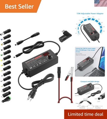 72W universal Power Supply Adjustable DC 3.5V ~ 24V 3A AC/DC Adapter with USB...