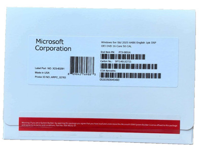 Win Server 2025 Standard 64-bit License & DVD 16 Core 50 CAL Free Shipping NEW