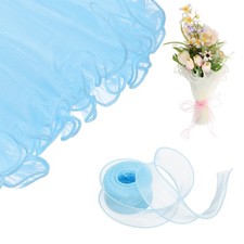 4 Yards Flower Wrapping Mesh Paper, Light Blue/Sky Blue