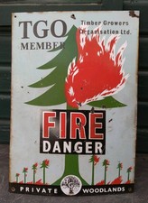 Vintage Original Enamel Sign FIRE DANGER