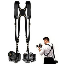 Dual Camera Harness Strap for Two Cameras, Leather Shoulder Strap DSLR/SLR