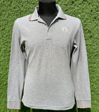 Moncler Maglia Polo Long Sleeve Cotton Pique Logo Patch Slim Fit Size M