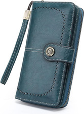 Womens Wristlet Wallet, Large Capacity Wallet for Women with 12 Card Slots, ID W