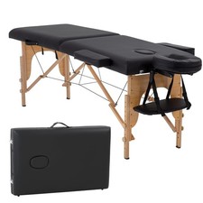 Massage Bed Portable 2 Folding 24 inch wide PVC Leather, Black