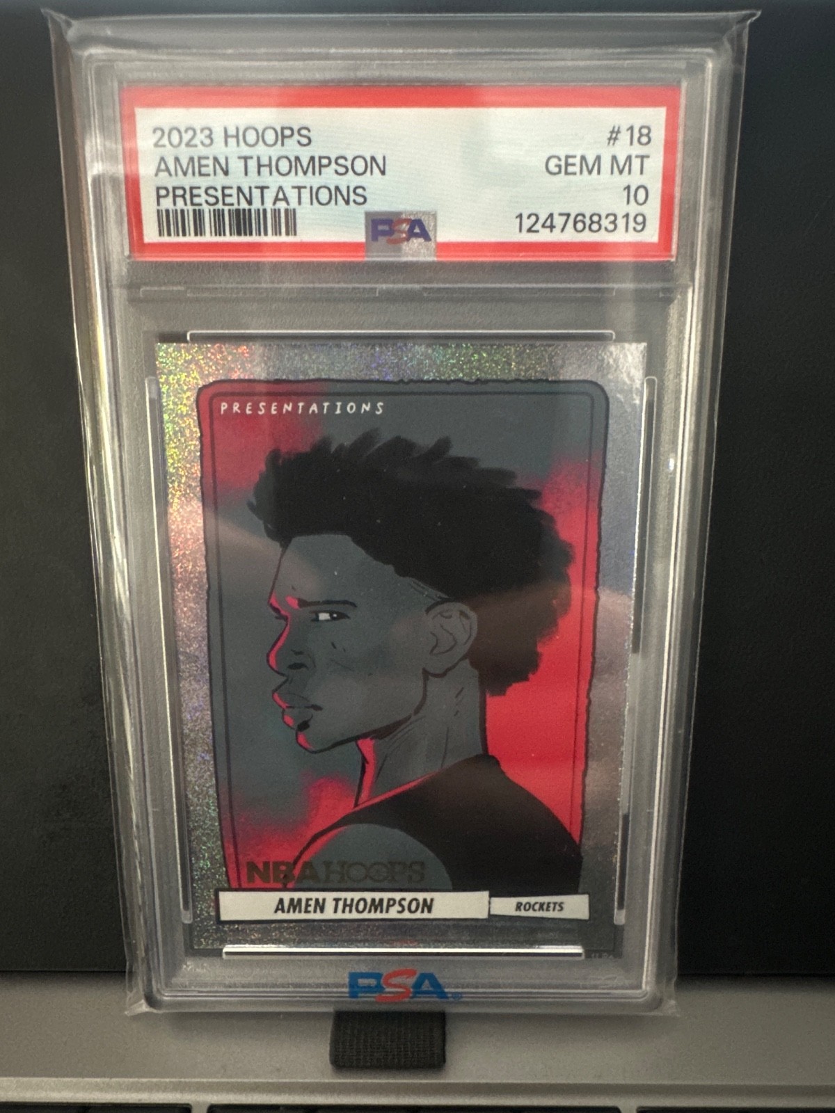 2023 Hoops Presentations #18 Amen Thompson Rockets RC Rookie SSP PSA 10