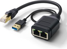 RJ45 Ethernet Splitter 1 to 2 Internet Network Adapter Female to Dual Female