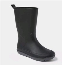 Cat Jack Kids Andy Rain Boots Waterproof Pull On Flexible Sole Black Size 13